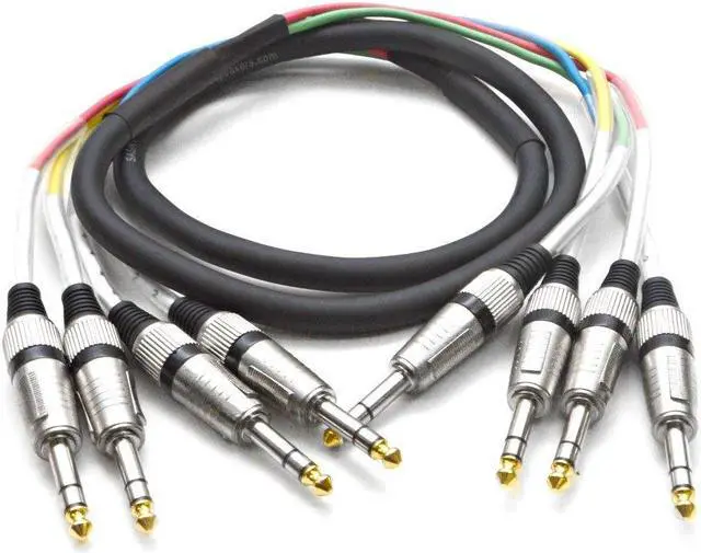 Main image of 4 Channel 1/4" TRS Snake Cable - 5 Feet Long - Serviceable Ends - Pro Audio Effects Snake for Live Live, Recording, Studios, and Gigs - Patch, Amp, Mixer, Audio Interface 5'