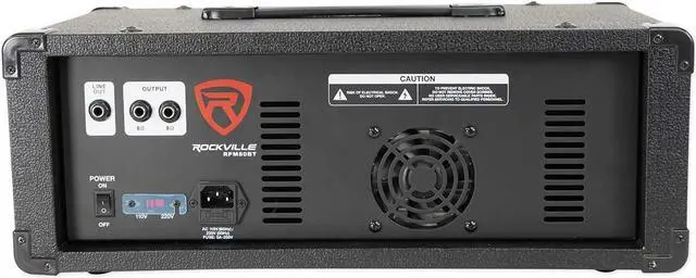 Alt view image 6 of 7 - Rockville RPM80BT 2400w Powered 8 Channel Mixer/Amplifier w/Bluetooth/EQ/Effects | 2400W Peak, 600W RMS, 8 Mic and 1/4 in TRS Inputs, USB, RCA AUX, 5-Band EQ, Reverb, Delay, 48V Phantom Power