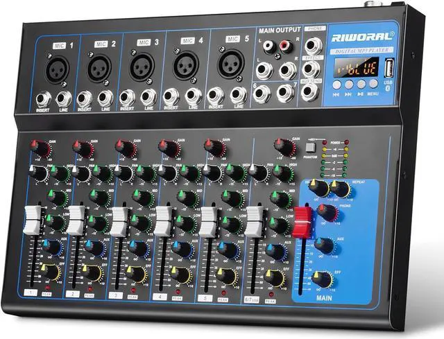 Main image of 7 Channel Audio Interface USB Audio Mixer Sound Board Mixing Console Built In Bluetooth MP3 Computer Input +48V Phantom Power Mixer Audio For Karaoke Dj Stage Streaming Studio