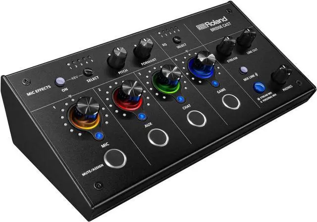 Alt view image 7 of 7 - Roland BRIDGE CAST Dual Bus Gaming Mixer | Pro Audio Streaming Interface and Mixer for Online Gamers | 32-Bit Hardware DSP | USB-C Windows & Mac Connectivity | XLR Input for Mics | Black