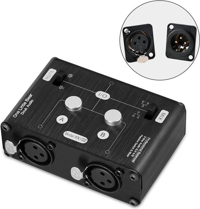 Alt view image 3 of 7 - 2 Way XLR Balanced Stereo Audio Switcher Passive A/B Mini Switch Box Mixer Sound Splitter (KN102, 2-IN-1-OUT)