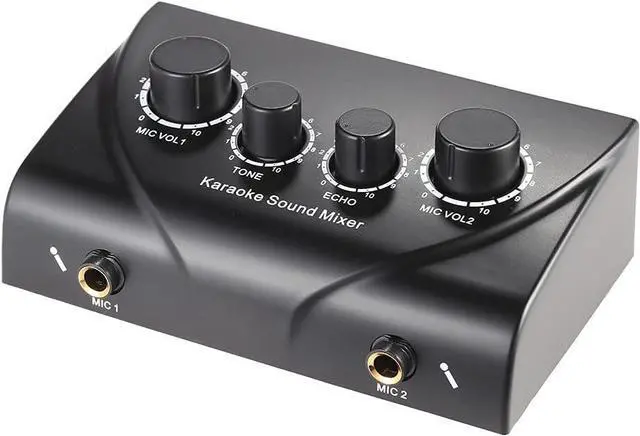 Main image of Btuty Karaoke Sound Mixer Dual Mic Inputs Audio Mixer Headphone Amplifier 2 Channel Mixer With Cable N-1 Black Color