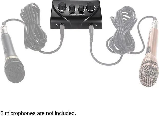 Alt view image 5 of 7 - Btuty Karaoke Sound Mixer Dual Mic Inputs Audio Mixer Headphone Amplifier 2 Channel Mixer With Cable N-1 Black Color