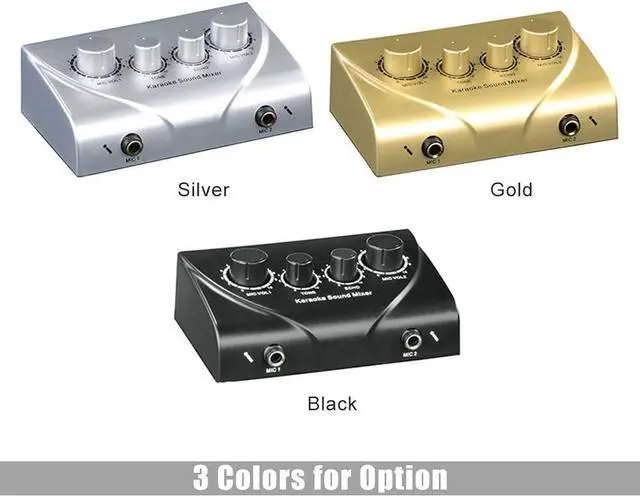 Alt view image 7 of 7 - Btuty Karaoke Sound Mixer Dual Mic Inputs Audio Mixer Headphone Amplifier 2 Channel Mixer With Cable N-1 Black Color