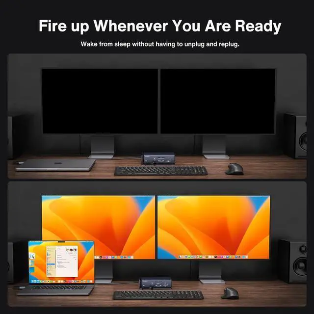Alt view image 5 of 7 - FusionDock Max 1 Dual Thunderbolt 4 Chips, 20-in-1 Quad 6K@60Hz Monitor MacBook Air Docking Station, 40Gbps Dock for MacM1/M2/M3/M4 Pro/Max, 2HDMI 2.0, 96W PD, 10Gbps USB, 2.5 GbE, SD/TF 4.0