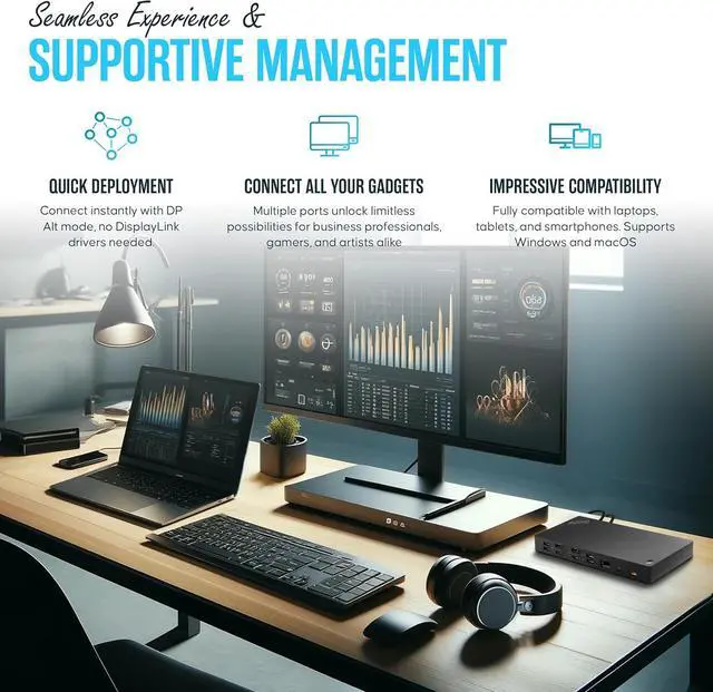 Alt view image 5 of 6 - 40B00135US Lenovo Docking Station Thunderbolt 4 Dock - Thinkpad Docking Station USB C with 135W, HDMI, DisplayPort & USB-C to C Cables