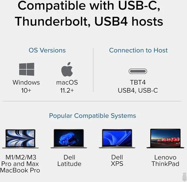 Alt view image 5 of 7 - Plugable Thunderbolt 4 Dock with 100W Charging, Thunderbolt Certified, Laptop Docking Station Dual Monitor Single 8K or Dual 4K HDMI for Windows and Mac, 4X USB, Gigabit Ethernet (TBT4-UD5)
