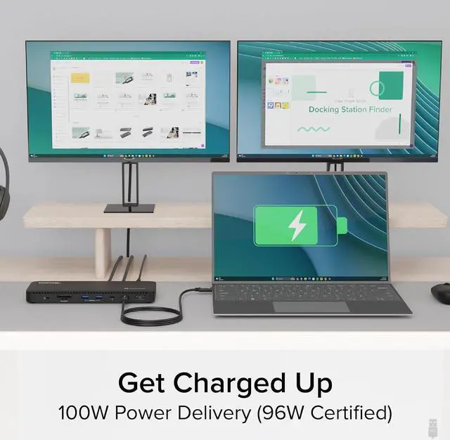 Alt view image 6 of 7 - Plugable Thunderbolt 4 Dock with 100W Charging, Thunderbolt Certified, Laptop Docking Station Dual Monitor Single 8K or Dual 4K HDMI for Windows and Mac, 4X USB, Gigabit Ethernet (TBT4-UD5)