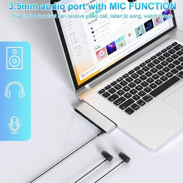 Alt view image 7 of 7 - Surface Laptop 2 Accessories, Hub Docking Station with 4K HDMI, USB 3.0, USB 2.0, USB C, SD/TF Card Slot, 3.5mm Audio Port - Hub for Surface Laptop 1/2