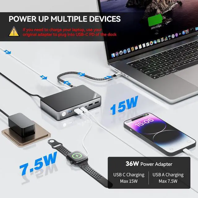 Alt view image 3 of 7 - Minisopuru DisplayLink Docking Station Dual Monitor, Mac Docking Station with 15W Charging, Dual 2K@60HZ HDMI, USB C Docking Station for MacBook M4/M3/M2/M1/Windows