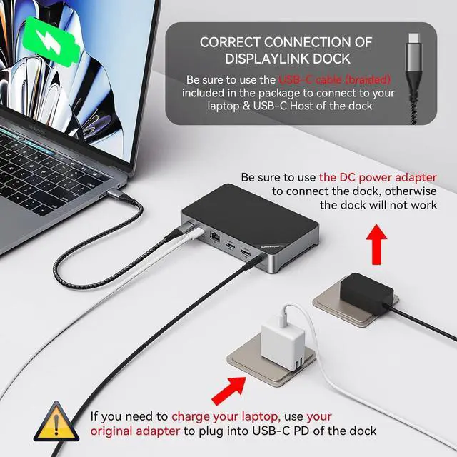 Alt view image 7 of 7 - Minisopuru DisplayLink Docking Station Dual Monitor, Mac Docking Station with 15W Charging, Dual 2K@60HZ HDMI, USB C Docking Station for MacBook M4/M3/M2/M1/Windows