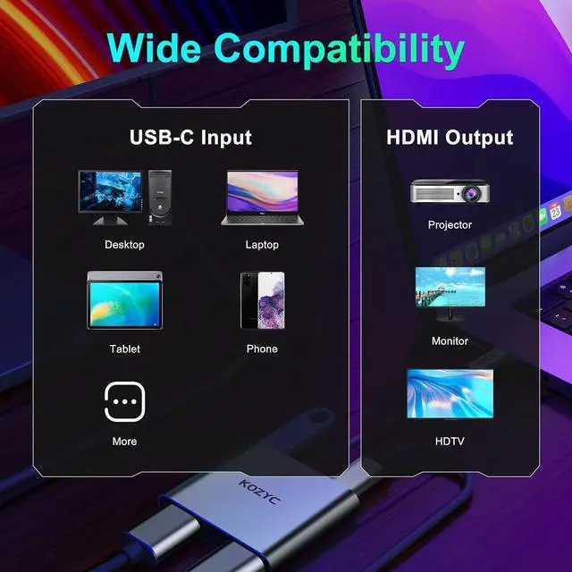 Alt view image 6 of 7 - USB C to Dual HDMI Adapter 4K@30Hz USB C Hub Multiport Adapter with 2xHDMI USB 3.0 100W PD Support USB C to HDMI Splitter Extended Display for MacBook Pro (MST is not Supported on MacOS)