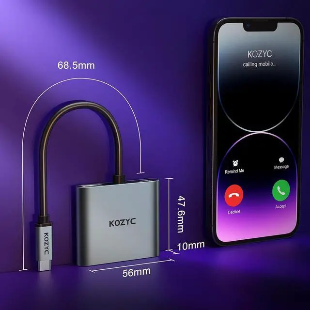 Alt view image 7 of 7 - USB C to Dual HDMI Adapter 4K@30Hz USB C Hub Multiport Adapter with 2xHDMI USB 3.0 100W PD Support USB C to HDMI Splitter Extended Display for MacBook Pro (MST is not Supported on MacOS)