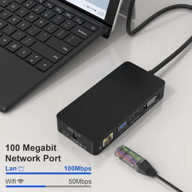 Alt view image 6 of 7 - Surface Dock Triple Displays, 11-in-1 Surface Docking Station with HDMI+VGA+Ethernet for Microsoft Surface Pro 10/9/8/X/7/6/5/4/3, Surface Laptop 5/4/3/2/1, Surface Laptop Go 3/2/1, Surface Book 3/2/1