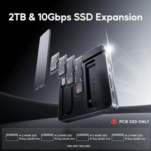Alt view image 4 of 7 - USB C Hub for iPad Pro, PULWTOP Docking Station for iPad M4, 4K@60Hz HDMI, 100W PD Aluminum Hub with SSD Enclosure, Stand Dock for i-Pad Mini 6th Gen, No Support Lightning Port