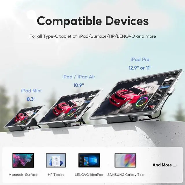 Alt view image 7 of 7 - iPad Docking Station, 4K@60Hz HDMI, 100W PD Aluminum Hub with SSD Enclosure, Stand Dock for iPad Pro/iPad Mini 6th Gen, No Lightning Port
