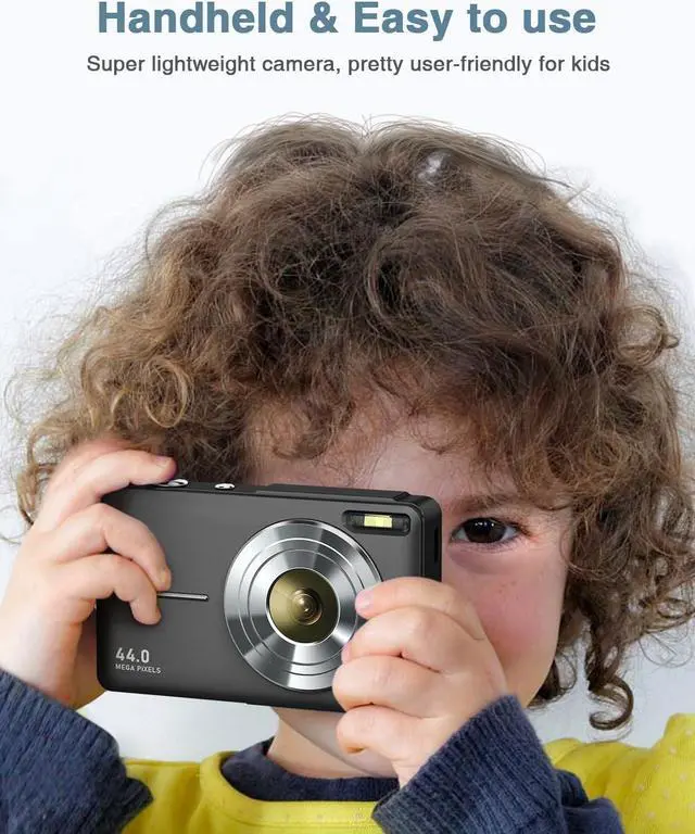 Alt view image 3 of 7 - Lecran Digital Camera, FHD 1080P Kids Camera with 32GB Card, 2 Batteries, Lanyard, 16X Zoom Anti Shake, 44MP Compact Portable Small Point Shoot Camera for Kids Student Children Teens Girl Boy(Black)