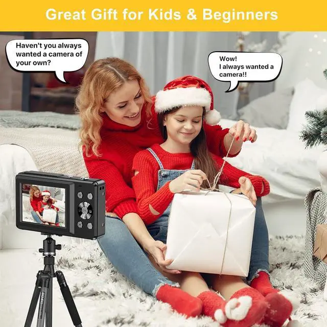 Alt view image 6 of 7 - Digital Camera, FHD 1080P Digital Camera for Kids with 32GB SD Card Compact Point and Shoot Camera 16X Zoom Anti Shake Portable Cameras Small Camera for Teens Boys Girls Seniors with Best Wishes Card