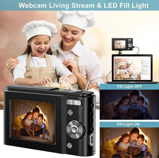 Alt view image 4 of 7 - Digital Baby Camera for Kids Teens Boys Girls Adults,1080P 48MP Kids Camera with 32GB SD Card,2.4 Inch Kids Digital Camera with 16X Digital Zoom, Compact Mini Camera (Black)