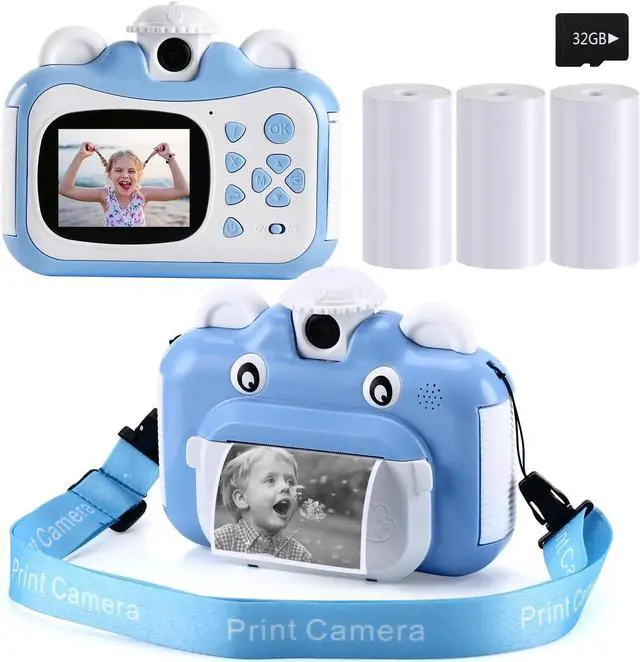 Main image of Barchrons Instant Print Digital Kids Camera 1080P Rechargeable Kids Camera Video Camera with 32G SD Card for 6-12 Years Old Birthday Gift