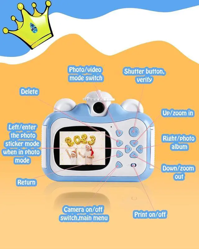 Alt view image 2 of 7 - Barchrons Instant Print Digital Kids Camera 1080P Rechargeable Kids Camera Video Camera with 32G SD Card for 6-12 Years Old Birthday Gift