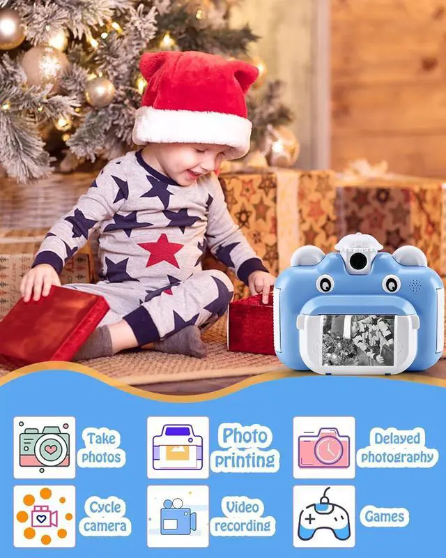 Alt view image 4 of 7 - Barchrons Instant Print Digital Kids Camera 1080P Rechargeable Kids Camera Video Camera with 32G SD Card for 6-12 Years Old Birthday Gift