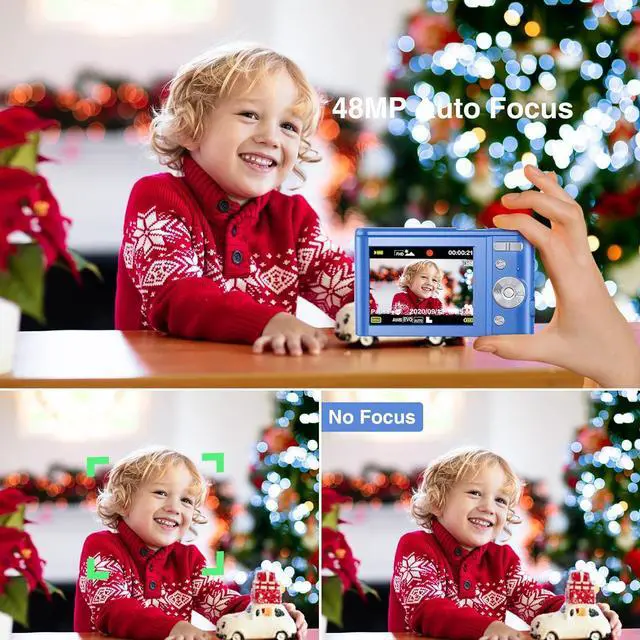 Alt view image 2 of 7 - Digital Camera Auto Focus Point and Shoot Camera, FHD 1080P 48MP Kids Camera with 32GB Memory Card,16X Zoom Vlogging Camera Small Digital Cameras for Kids Teenagers Students Blue