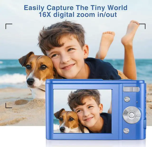 Alt view image 3 of 7 - Digital Camera Auto Focus Point and Shoot Camera, FHD 1080P 48MP Kids Camera with 32GB Memory Card,16X Zoom Vlogging Camera Small Digital Cameras for Kids Teenagers Students Blue