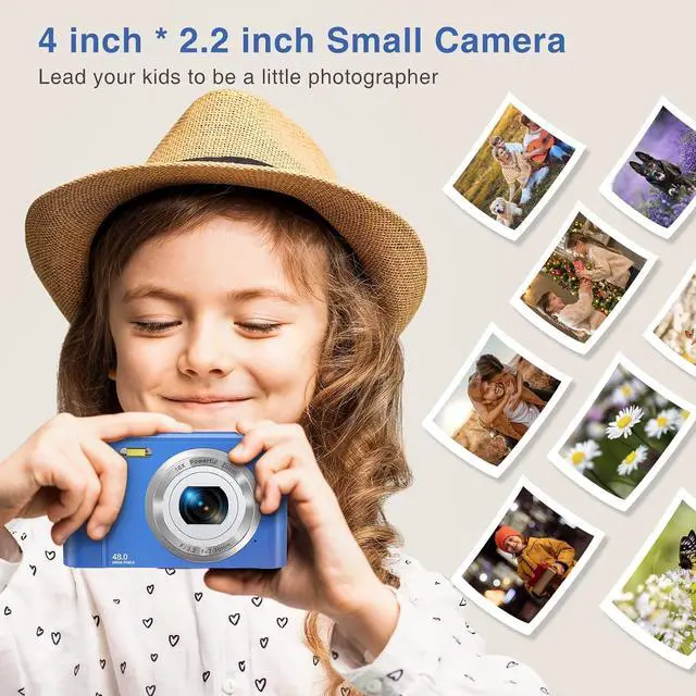 Alt view image 6 of 7 - Digital Camera Auto Focus Point and Shoot Camera, FHD 1080P 48MP Kids Camera with 32GB Memory Card,16X Zoom Vlogging Camera Small Digital Cameras for Kids Teenagers Students Blue