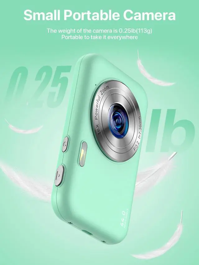 Alt view image 5 of 7 - Digital Camera, FHD 1080P Kids Camera with 32GB SD Card 16X Digital Zoom Portable Small Camera, Compact Point and Shoot Camera Mini Digital Camera for Teens Kids Boys Girls Students Seniors - Green