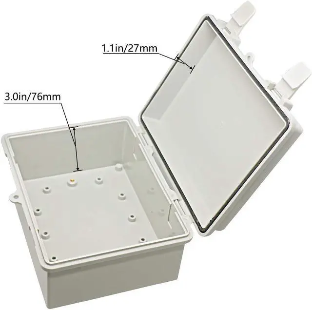 Alt view image 4 of 7 - Zulkit Junction Box ABS Plastic Dustproof Waterproof IP65 Electrical Boxes Hinged Shell Outdoor Universal Project Enclosure 8.7 x 6.7 x 4.3 inch (220x170x110 mm)