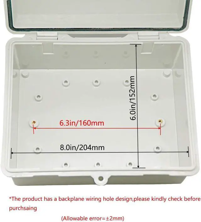 Alt view image 5 of 7 - Zulkit Junction Box ABS Plastic Dustproof Waterproof IP65 Electrical Boxes Hinged Shell Outdoor Universal Project Enclosure 8.7 x 6.7 x 4.3 inch (220x170x110 mm)