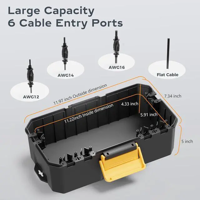 Alt view image 3 of 7 - Diivoo Outdoor Electrical Box Waterproof, Weatherproof Extension Cord Cover, Outdoor Plug Cover, Outdoor Extension Cord Box, Black