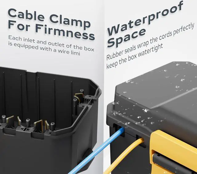 Alt view image 5 of 7 - Diivoo Outdoor Electrical Box Waterproof, Weatherproof Extension Cord Cover, Outdoor Plug Cover, Outdoor Extension Cord Box, Black