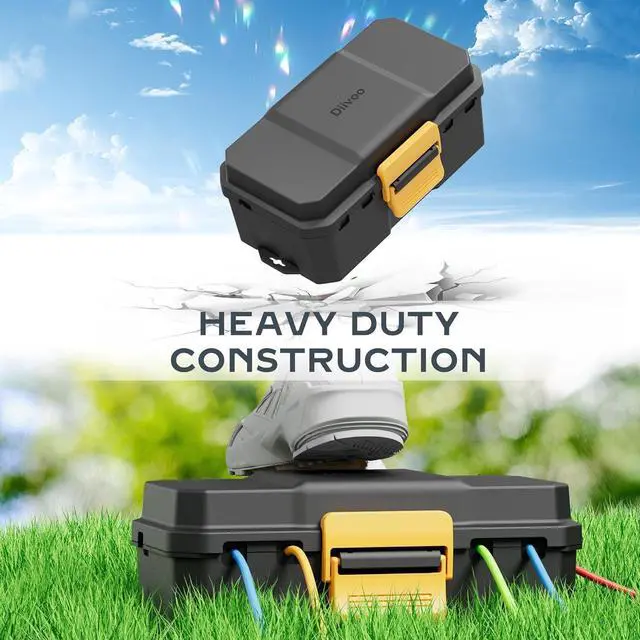 Alt view image 7 of 7 - Diivoo Outdoor Electrical Box Waterproof, Weatherproof Extension Cord Cover, Outdoor Plug Cover, Outdoor Extension Cord Box, Black