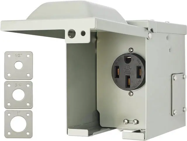 Main image of RVGUARD 50 Amp 125/250 Volt RV/EV Power Outlet Box, Enclosed Lockable Weatherproof Outdoor Electrical NEMA 14-50R Receptacle Panel, ETL Listed
