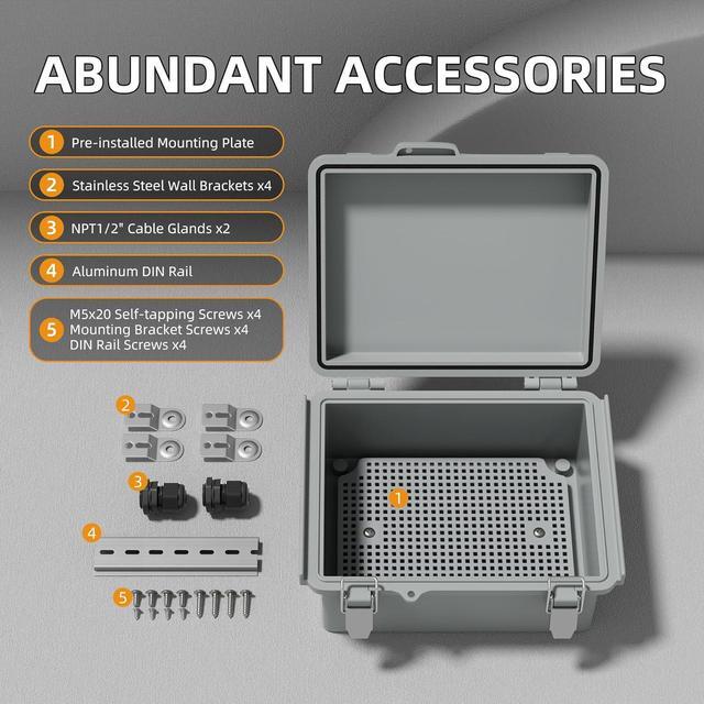Alt view image 3 of 6 - Joinfworld Outdoor Electrical Box Waterproof Junction Box Plastic Outdoor Weatherproof Electrical Enclosure Box Outside 8.7x6.7x4.3"