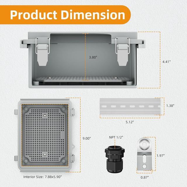 Alt view image 5 of 6 - Joinfworld Outdoor Electrical Box Waterproof Junction Box Plastic Outdoor Weatherproof Electrical Enclosure Box Outside 8.7x6.7x4.3"