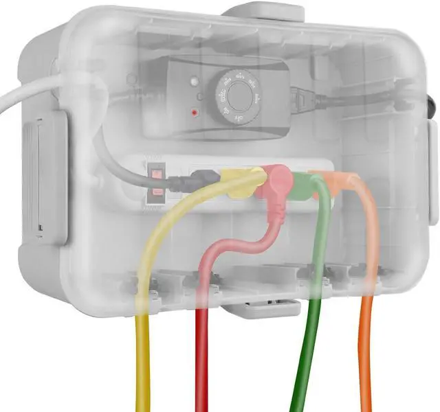 Main image of Flemoon Large Outdoor Electrical Box with Transparent Lid, IP54 Waterproof Box with Clear Cover, Weatherproof Extension Cord Cover for Photocell Light Sensor Timer, Power Strip, Outlet, Plug, Socket