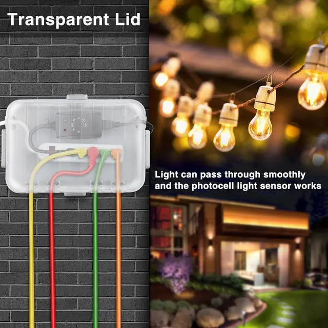 Alt view image 2 of 7 - Flemoon Large Outdoor Electrical Box with Transparent Lid, IP54 Waterproof Box with Clear Cover, Weatherproof Extension Cord Cover for Photocell Light Sensor Timer, Power Strip, Outlet, Plug, Socket