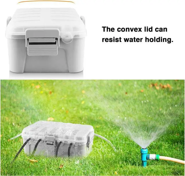 Alt view image 5 of 7 - Flemoon Large Outdoor Electrical Box with Transparent Lid, IP54 Waterproof Box with Clear Cover, Weatherproof Extension Cord Cover for Photocell Light Sensor Timer, Power Strip, Outlet, Plug, Socket