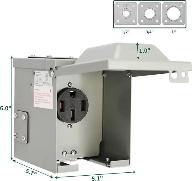 Alt view image 4 of 6 - RVGUARD 50 Amp 125/250 Volt RV/EV Power Outlet Box, Enclosed Lockable Weatherproof Outdoor Electrical NEMA 14-50R Receptacle Panel, ETL Listed