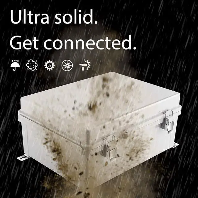 Alt view image 2 of 6 - Junction Box, IP67 Waterproof Plastic Enclosure for Electrical Project, Hinged Grey Cover, Includes Mounting Plate and Wall Bracket 410×310×180mm (16.1"x12.2"x7.1")