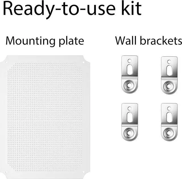 Alt view image 5 of 6 - Junction Box, IP67 Waterproof Plastic Enclosure for Electrical Project, Hinged Grey Cover, Includes Mounting Plate and Wall Bracket 410×310×180mm (16.1"x12.2"x7.1")