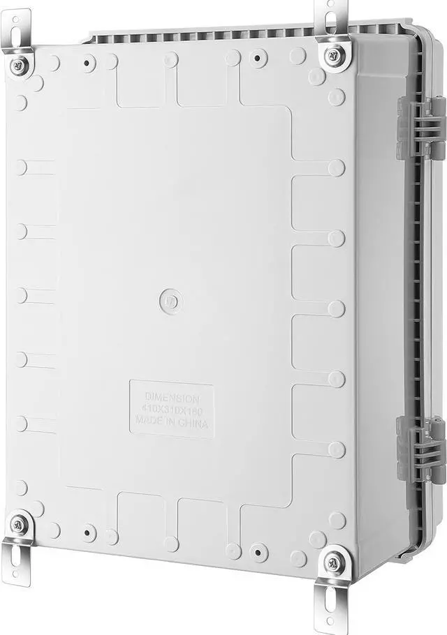 Alt view image 6 of 6 - Junction Box, IP67 Waterproof Plastic Enclosure for Electrical Project, Hinged Grey Cover, Includes Mounting Plate and Wall Bracket 410×310×180mm (16.1"x12.2"x7.1")