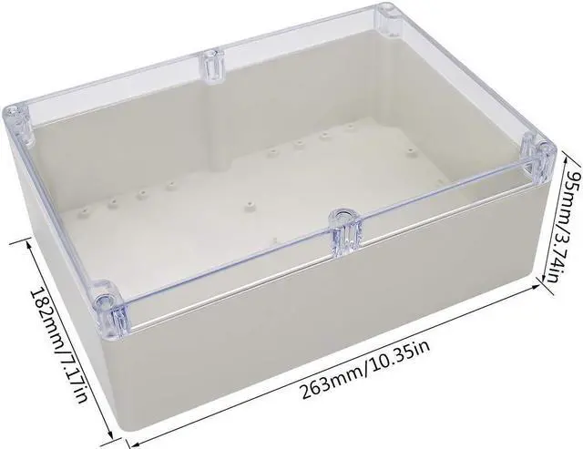Alt view image 2 of 7 - LeMotech ABS Plastic Junction Box Dustproof Waterproof IP65 Electrical Enclosure Box Universal Project Enclosure Grey with PC Transparent Clear Cover 10.4 x 7.2 x 3.7 inch (263 x 182 x 95 mm)