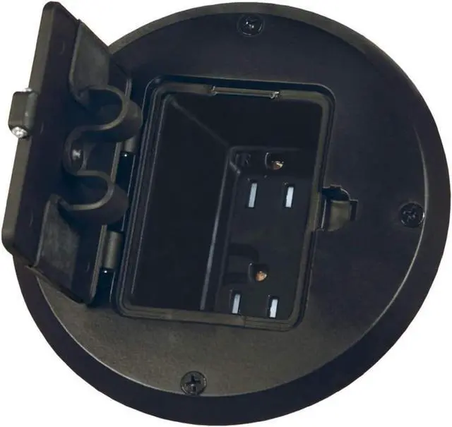 Alt view image 2 of 7 - RACO 6239BK Floor Kit with Recessed Duplex 15A TR Device and Adjustable Steel Box, 1-Gang, Black