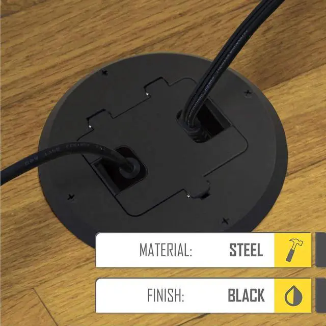 Alt view image 5 of 7 - RACO 6239BK Floor Kit with Recessed Duplex 15A TR Device and Adjustable Steel Box, 1-Gang, Black