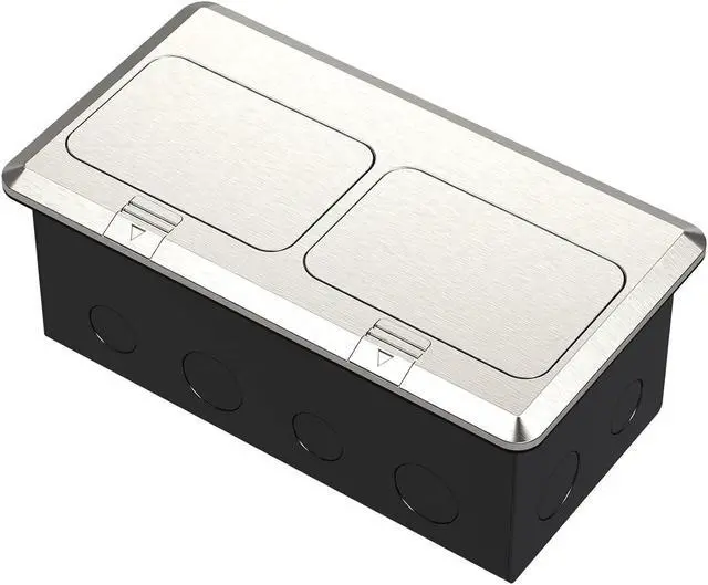 Alt view image 2 of 6 - KYHSHJ Dual Pop-Up Floor Electrical Outlet Box Kit20 Amp Stainless Steel GFCI TR Receptacle Outlet3-Port RJ45 Datacom ReceptacleWaterproof Gasket with IP44 Waterproof Rating, Stainless Steel Color