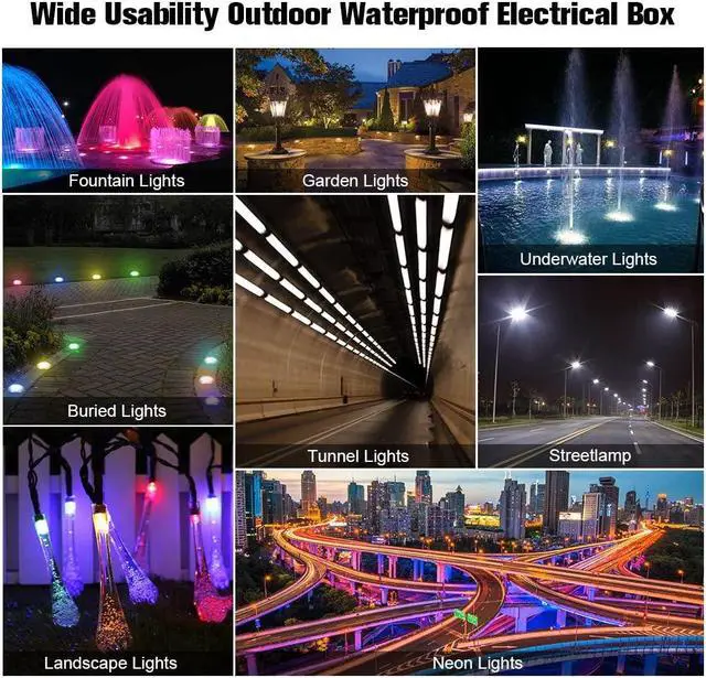 Alt view image 6 of 6 - Waterproof Junction Box, IP68 Outdoor Junction Box, 2 PCS 3 Way Plug Line External Junction Box, M25 Plastic Electrical Junction Box Suitable for Tunnel Lights, Garden Lights, Landscape Lights